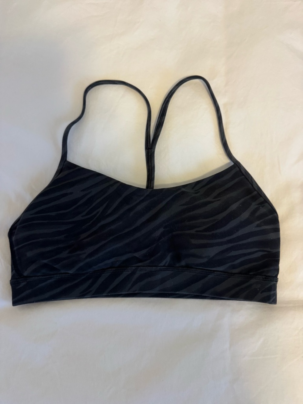 lululemon athletica Black Zebra-Print Flow Y Bra Nulu Light Support